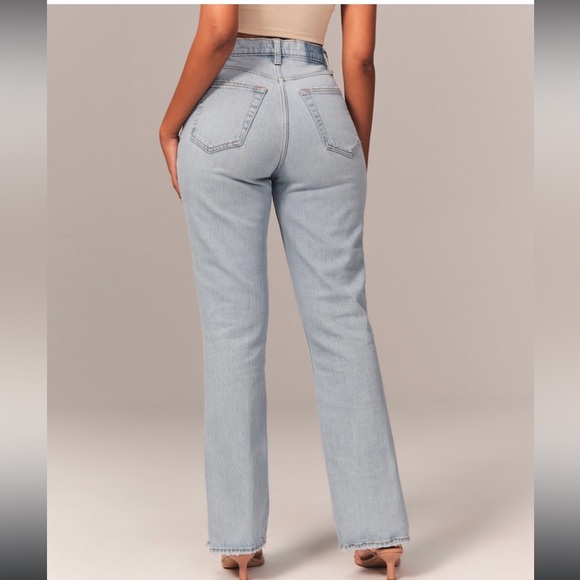 ABERCROMBIE Curve Love High Rise Split Hem Seamed Jeans NWT - Picture 4 of 16